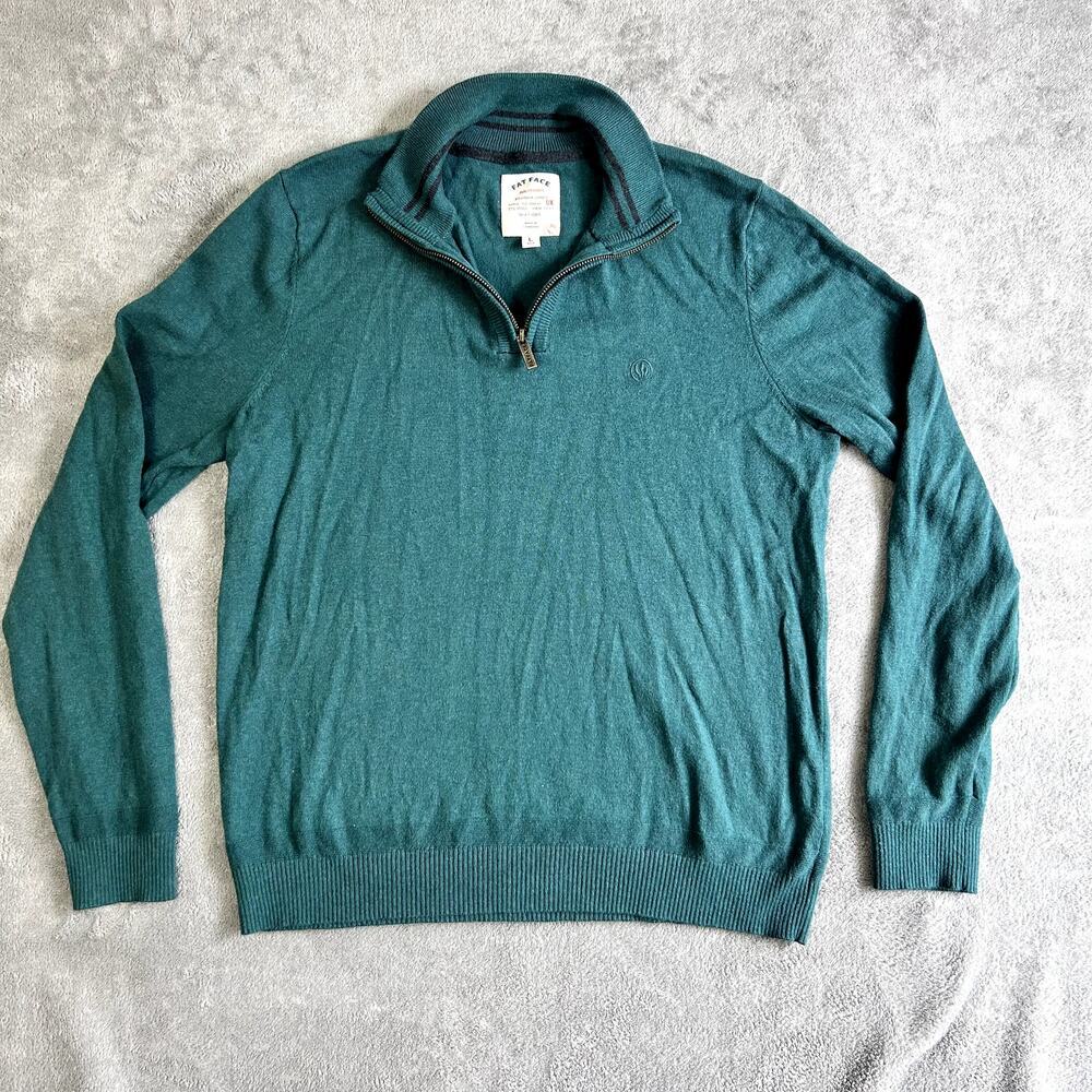 Fat‎ Face Forest Green Quarter Zip Sweater Men’s Size L